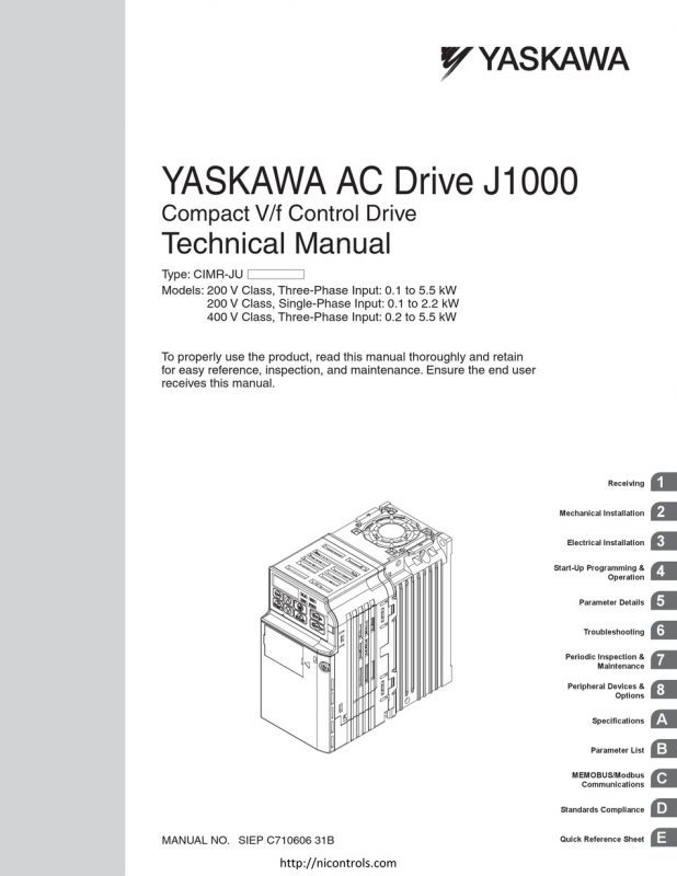 Yaskawa J1000 Manual